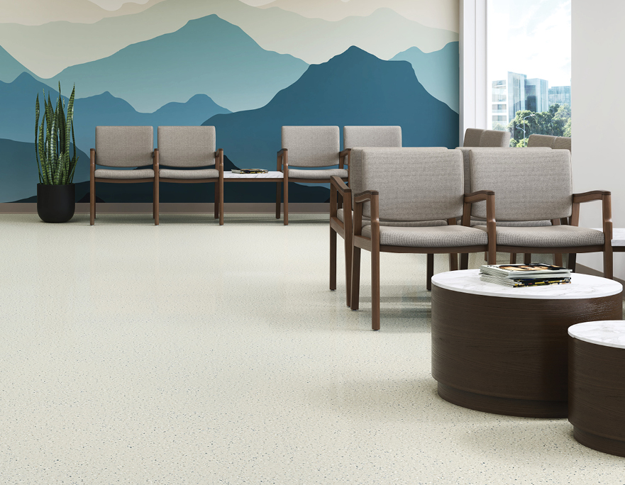 Healthcare lobby seating area with resin floor by Patcraft